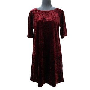 BB Dakota Womens Small Velvet Mini Swing Dress Small Burgundy Red Sleeveless
